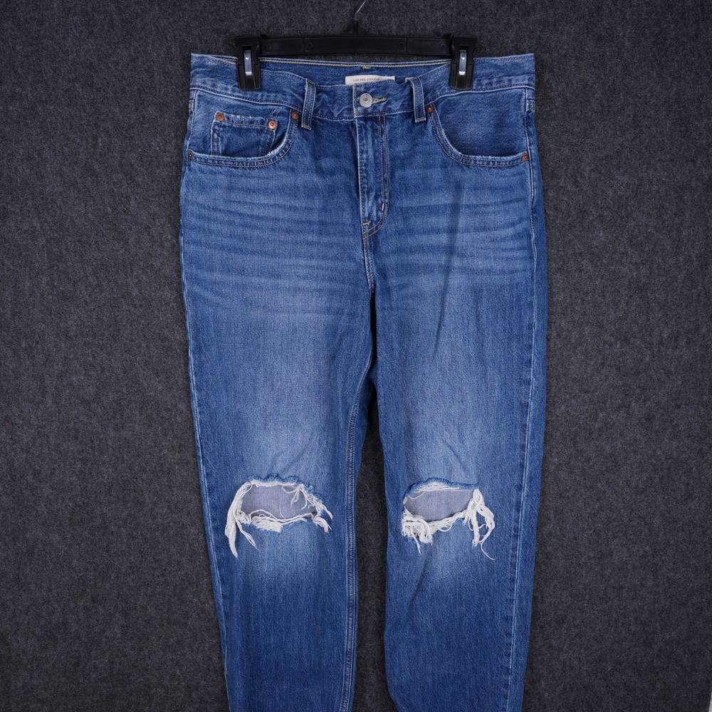 Levis Low Pro Straight Jeans Womens 31 Blue Good Distressed Denim A0964-0006